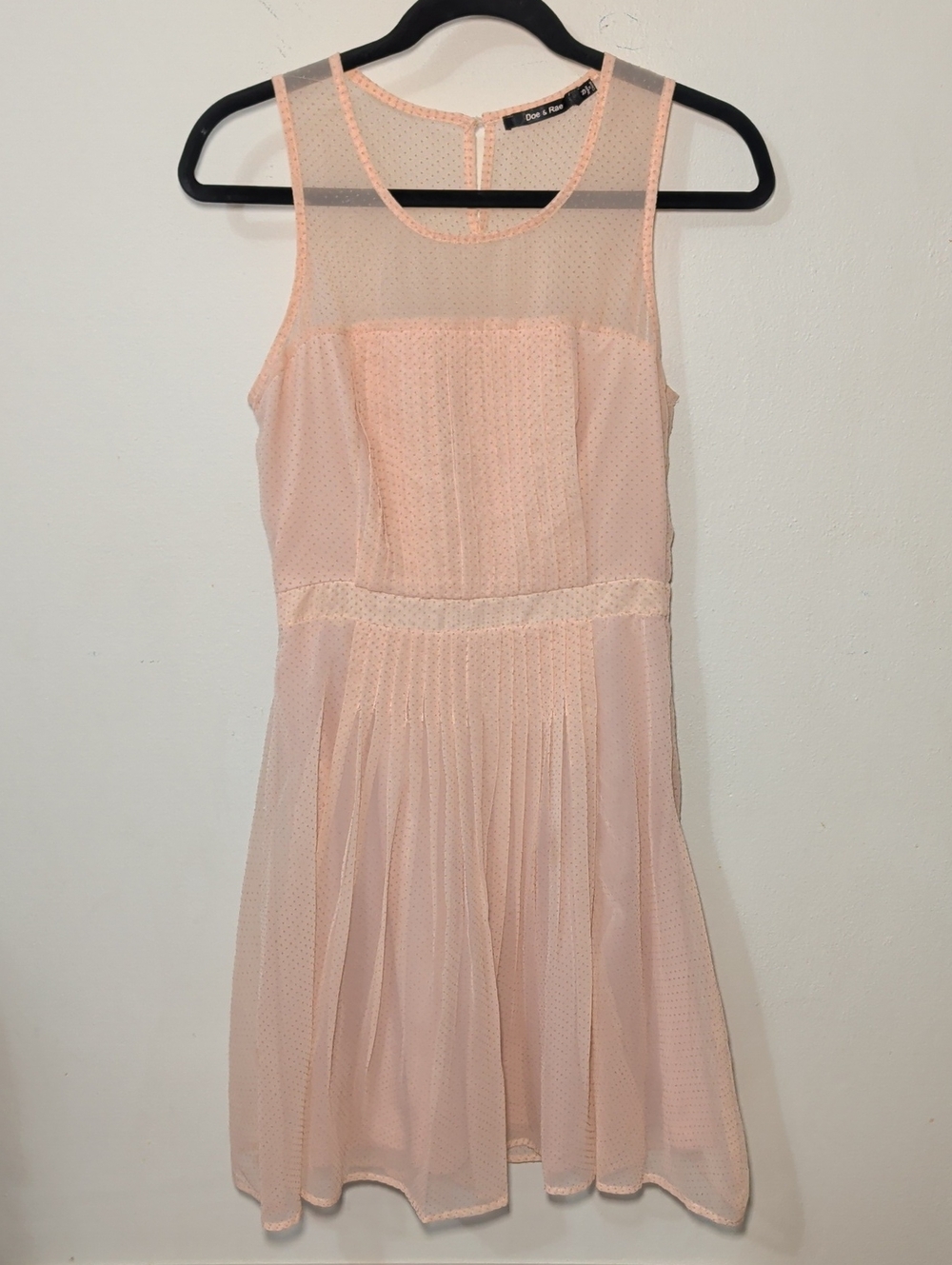 Doe & Rae Fairycore Dress Pink Gold Polka Dots Balletcore Pleated Women's Size S
